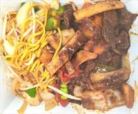 Chicken Noodles with Beef Green Pepper in Blackbean Sauce